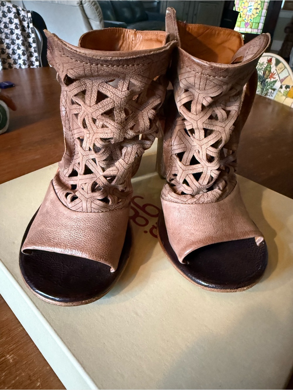 Authentic A.S. 98 Women's Real Leather, Hand-Made Open-Toe Block Heel Sandals - Picture 6 of 6